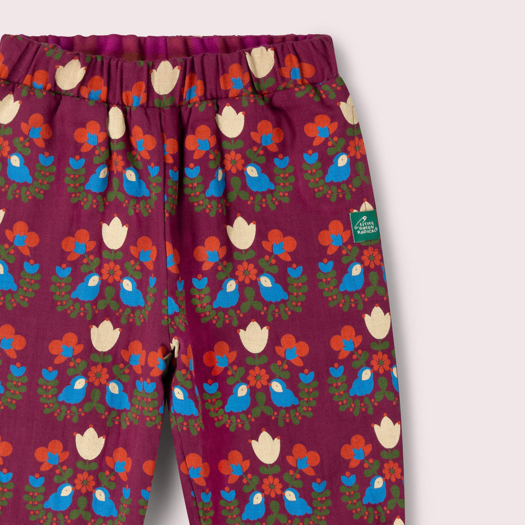 Folk Birds Reversible Pull On Trousers Purple / 7-8y
