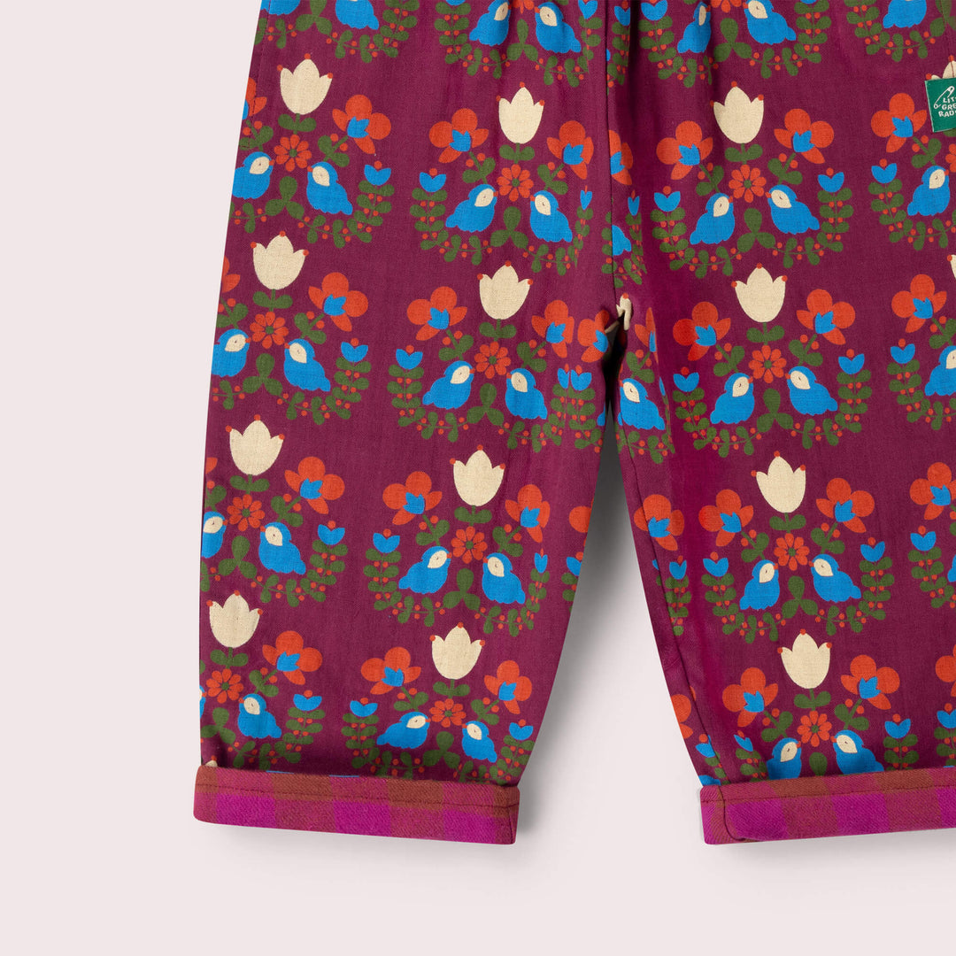 Folk Birds Reversible Pull On Trousers Purple / 7-8y