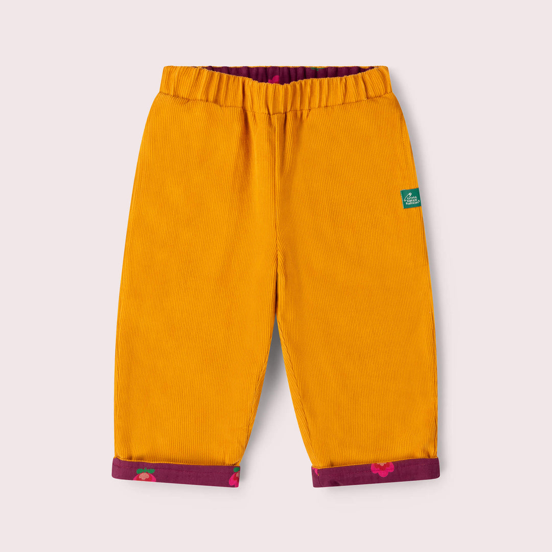 Pink Flowers Reversible Pull On Trousers Purple / 7-8y