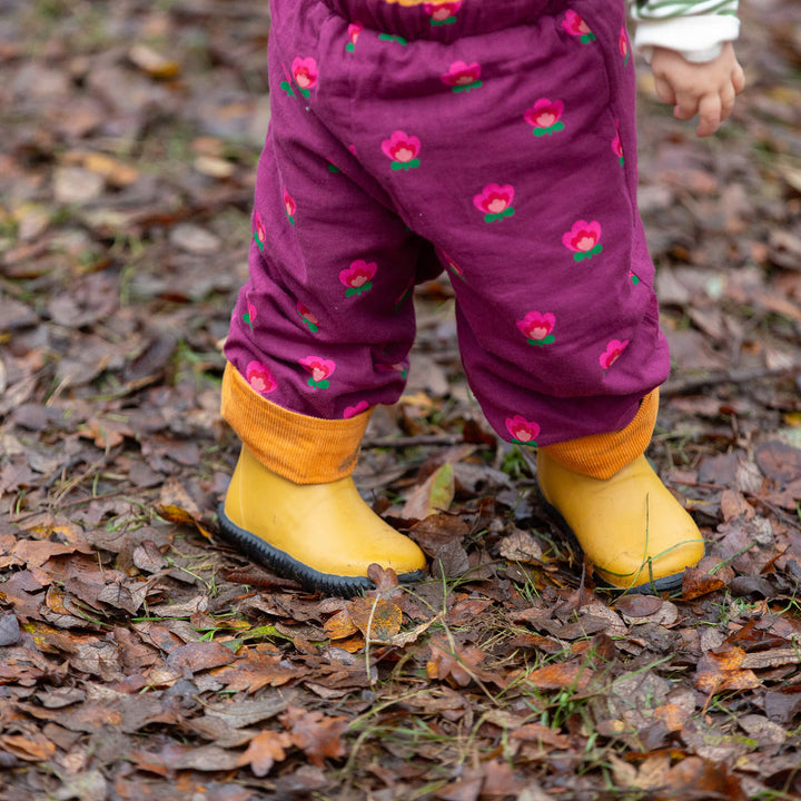 Pink Flowers Reversible Pull On Trousers Purple / 7-8y