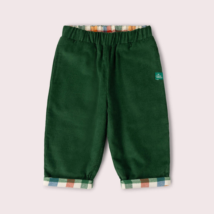 Olive Check Reversible Pull On Trousers Green / 7-8y