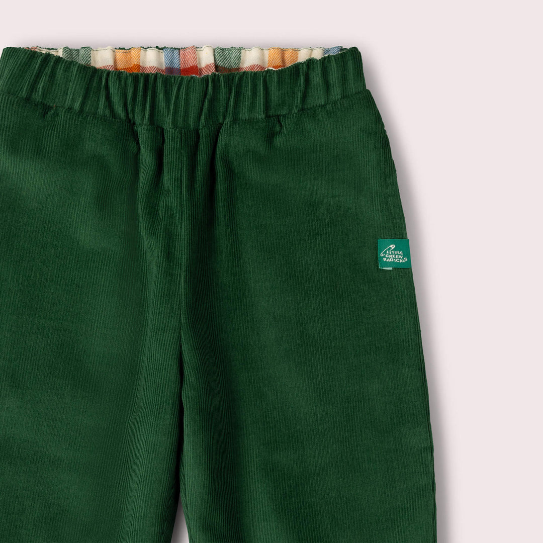 Olive Check Reversible Pull On Trousers Green / 7-8y