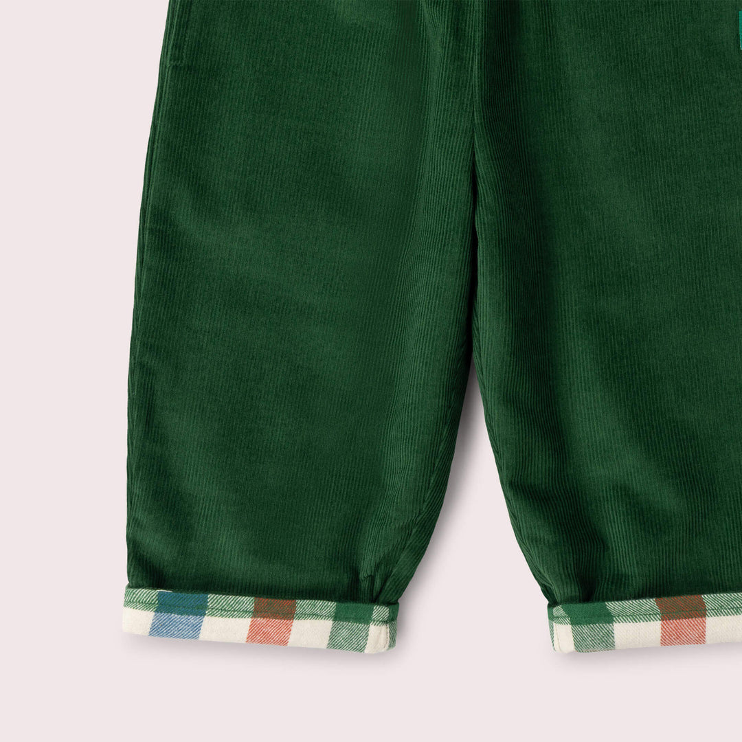 Olive Check Reversible Pull On Trousers Green / 7-8y