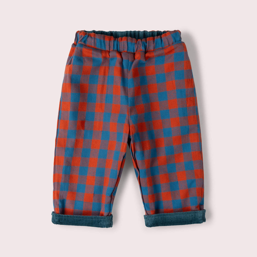 Calm Sea Check Reversible Pull On Trousers Blue / 7-8y