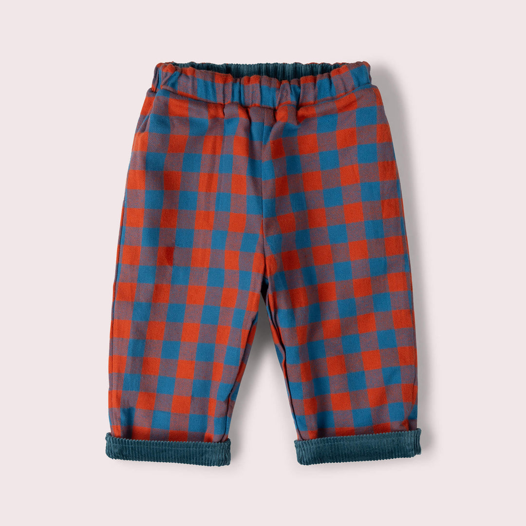 Calm Sea Check Reversible Pull On Trousers Blue / 7-8y