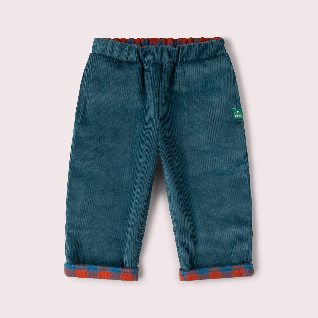 Calm Sea Check Reversible Pull On Trousers Blue / 7-8y