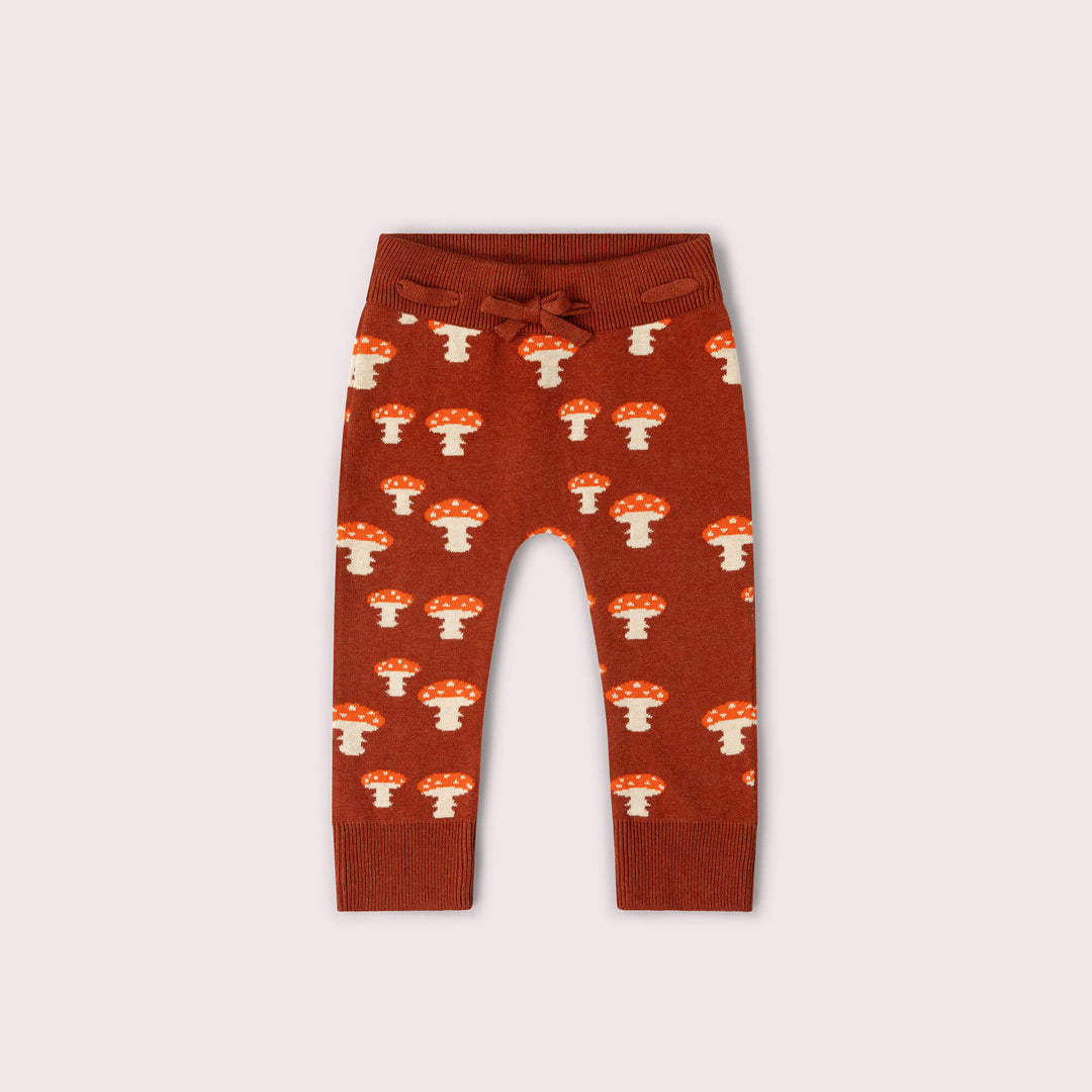 Mushroom Tie Waist Knitted Joggers Orange / 5-6y
