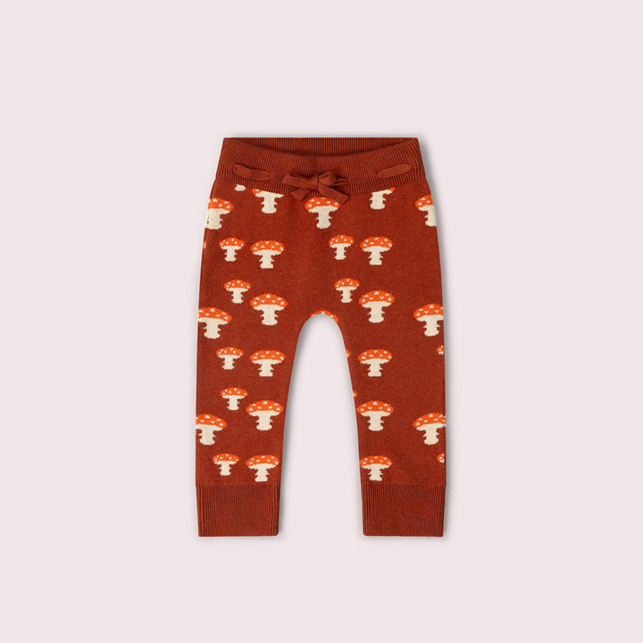 Mushroom Tie Waist Knitted Joggers Orange / 5-6y