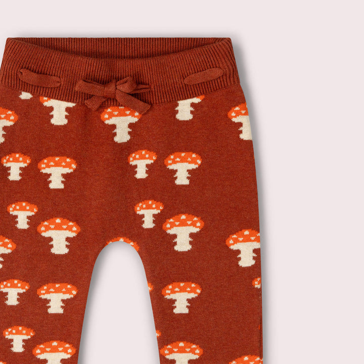 Mushroom Tie Waist Knitted Joggers Orange / 5-6y