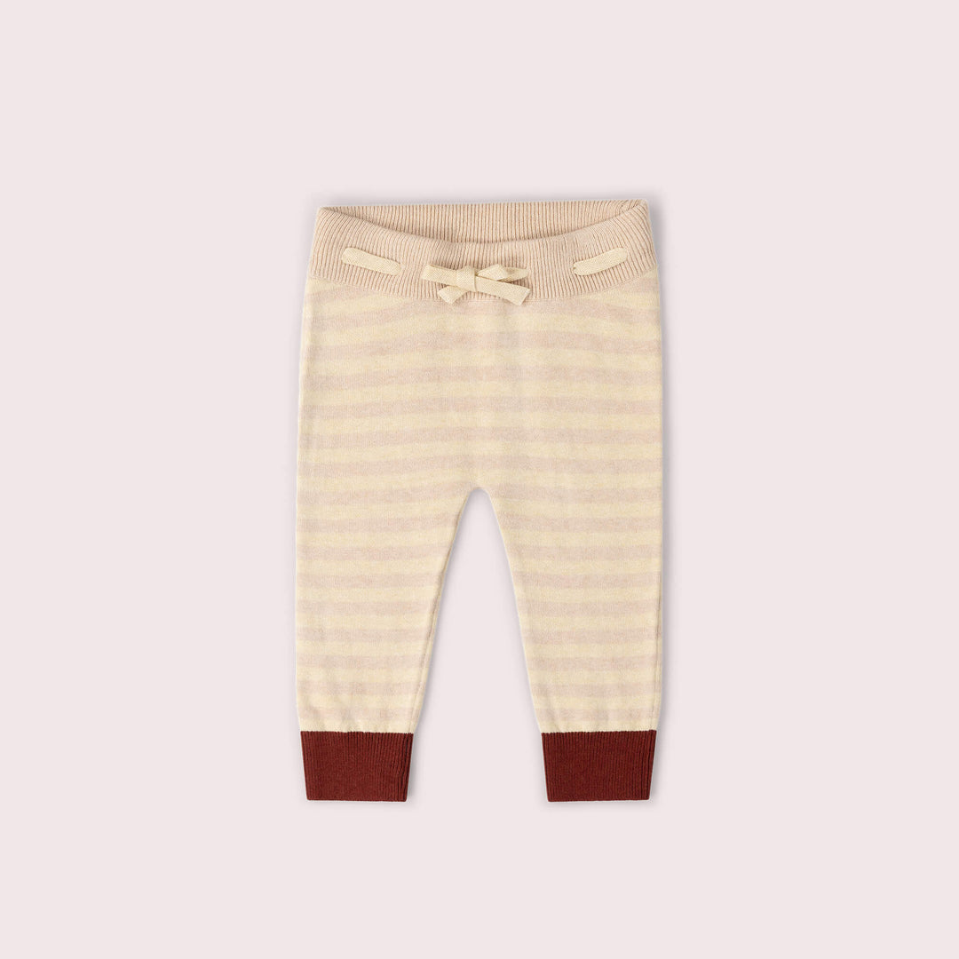 Oatmeal Striped Tie Waist Knitted Joggers Cream / 5-6y