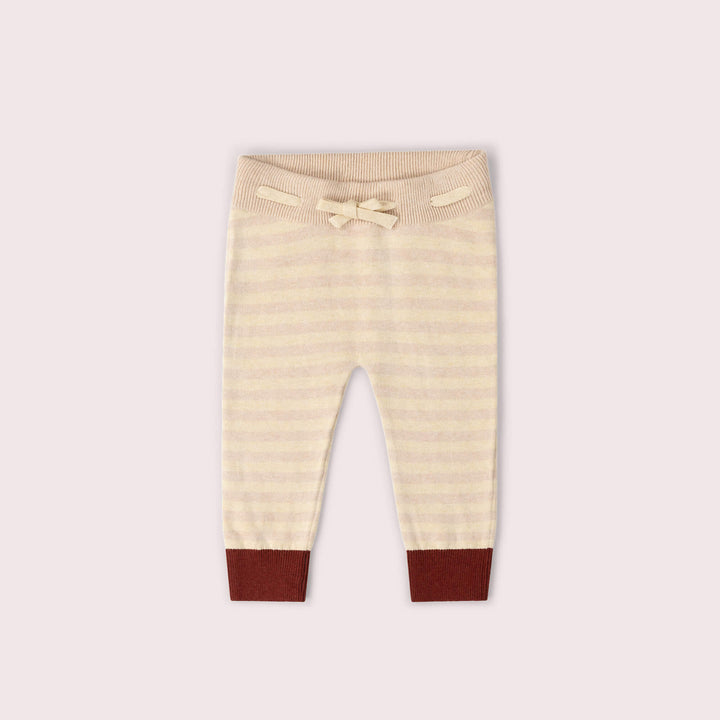 Oatmeal Striped Tie Waist Knitted Joggers Cream / 5-6y