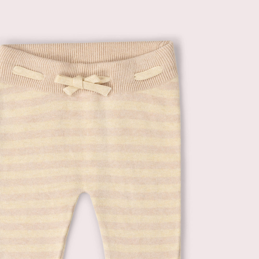 Oatmeal Striped Tie Waist Knitted Joggers Cream / 5-6y