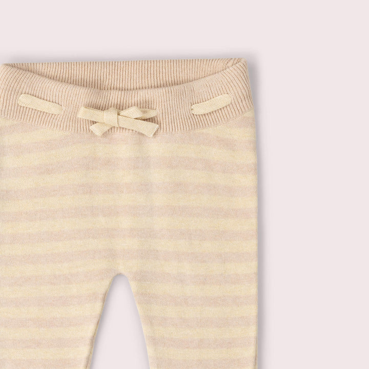 Oatmeal Striped Tie Waist Knitted Joggers Cream / 5-6y