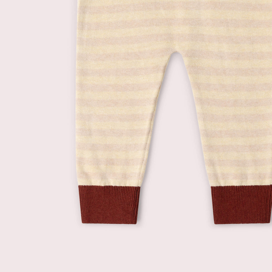 Oatmeal Striped Tie Waist Knitted Joggers Cream / 5-6y
