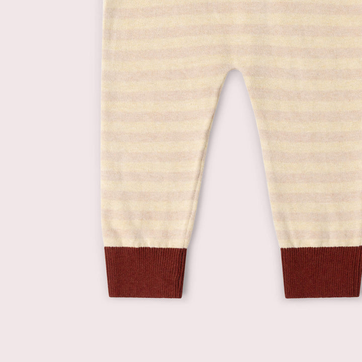 Oatmeal Striped Tie Waist Knitted Joggers Cream / 5-6y