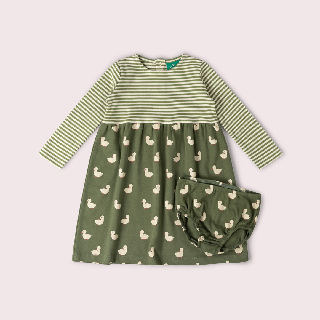 Olive Ducks Easy Peasy Long Sleeve Dress Green / 4-5y