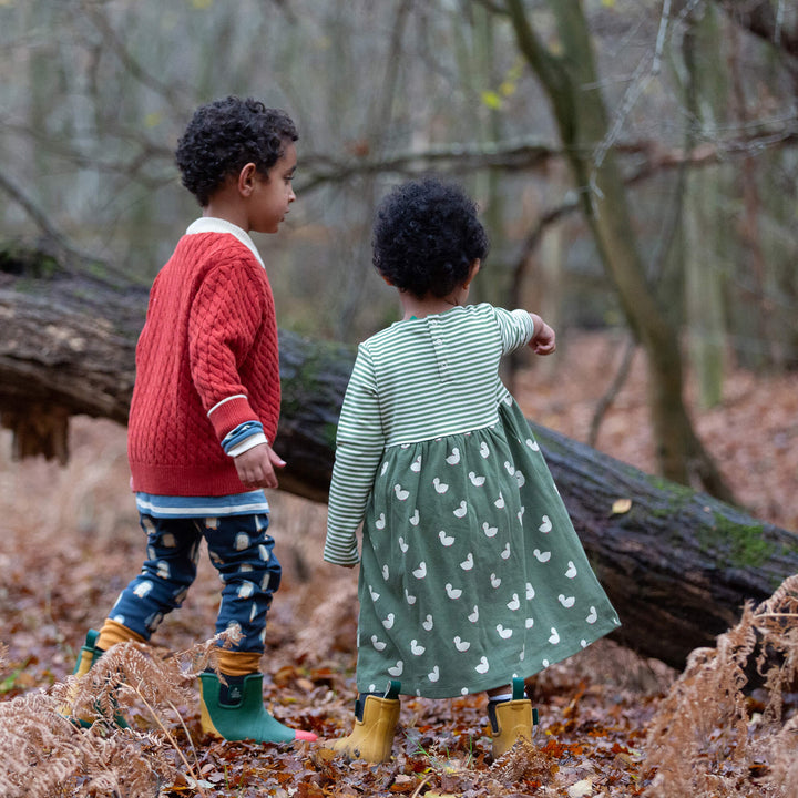 Olive Ducks Easy Peasy Long Sleeve Dress Green / 4-5y