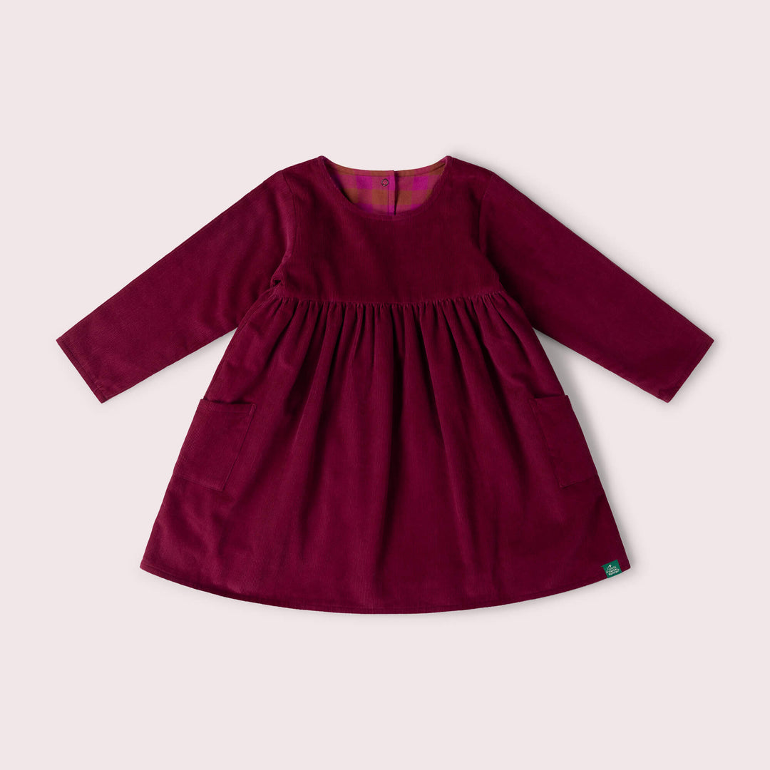 Berry Reversible Corduroy Pocket Dress Purple / 7-8y