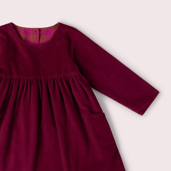 Berry Reversible Corduroy Pocket Dress Purple / 7-8y