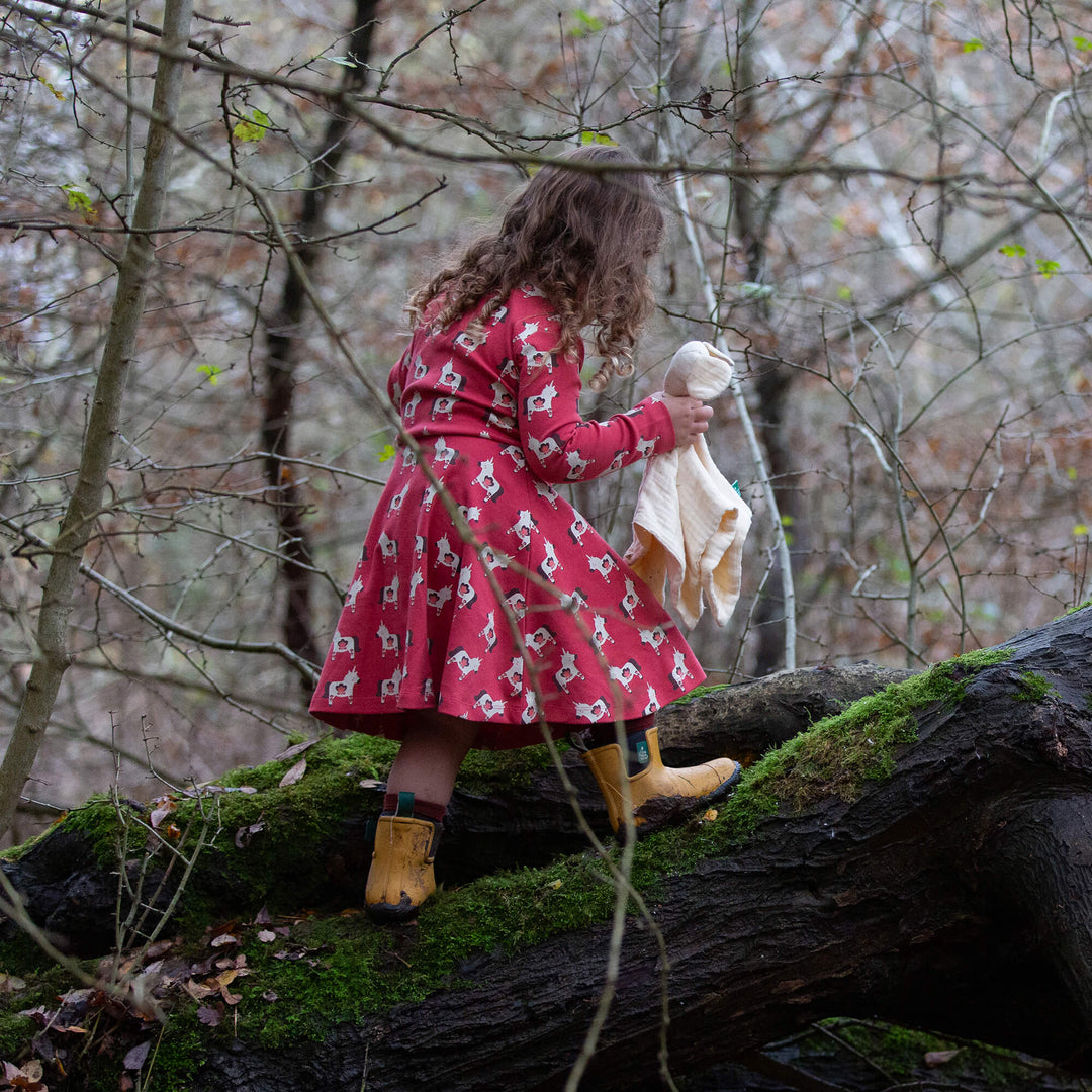 Little Unicorns Long Sleeve Spinny Dress Purple / 5-6y