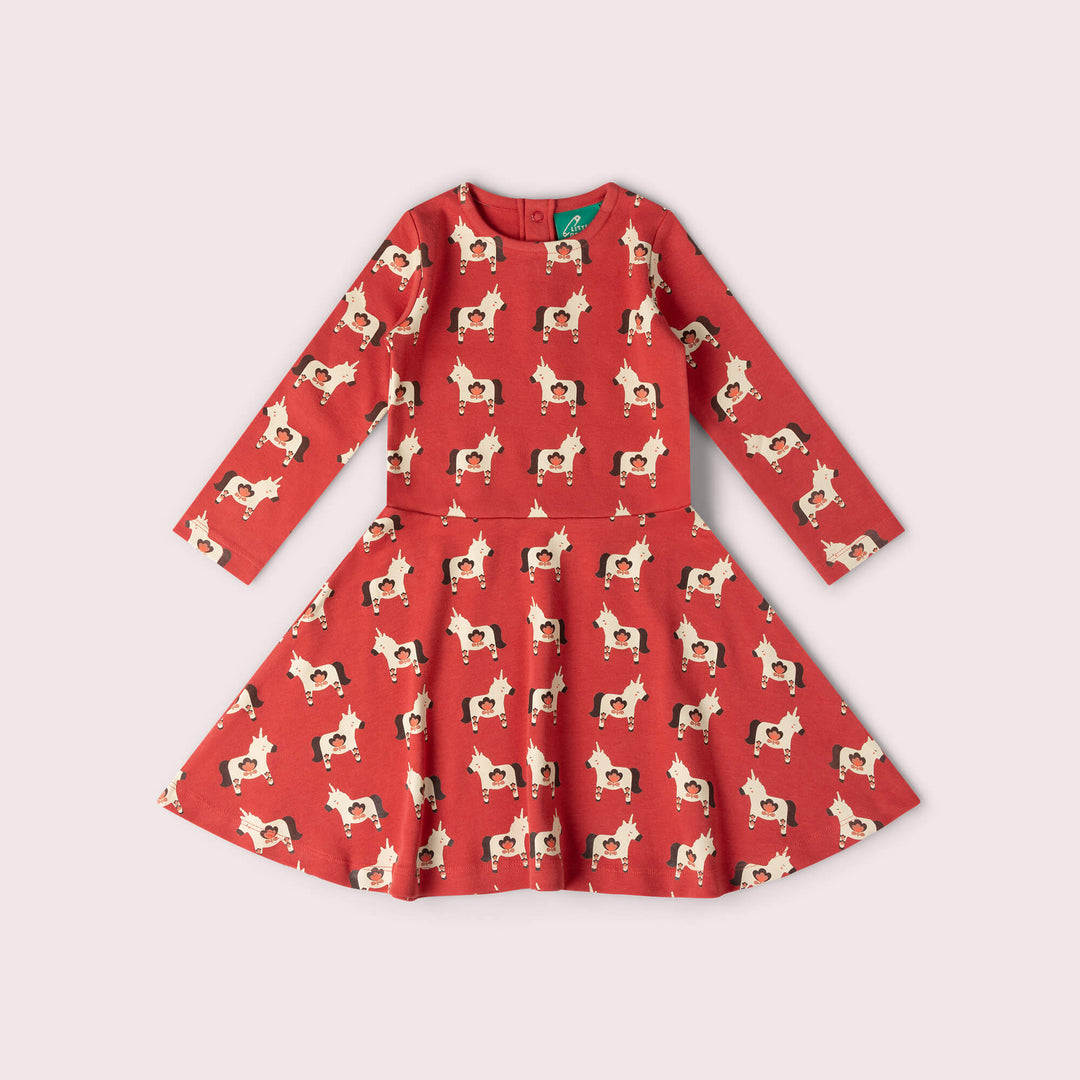 Little Unicorns Long Sleeve Spinny Dress Purple / 5-6y