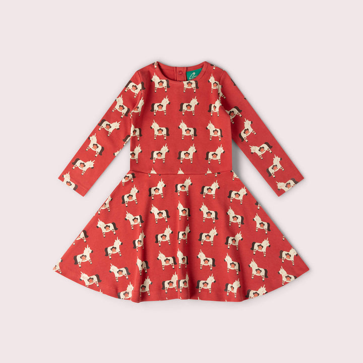 Little Unicorns Long Sleeve Spinny Dress Purple / 5-6y