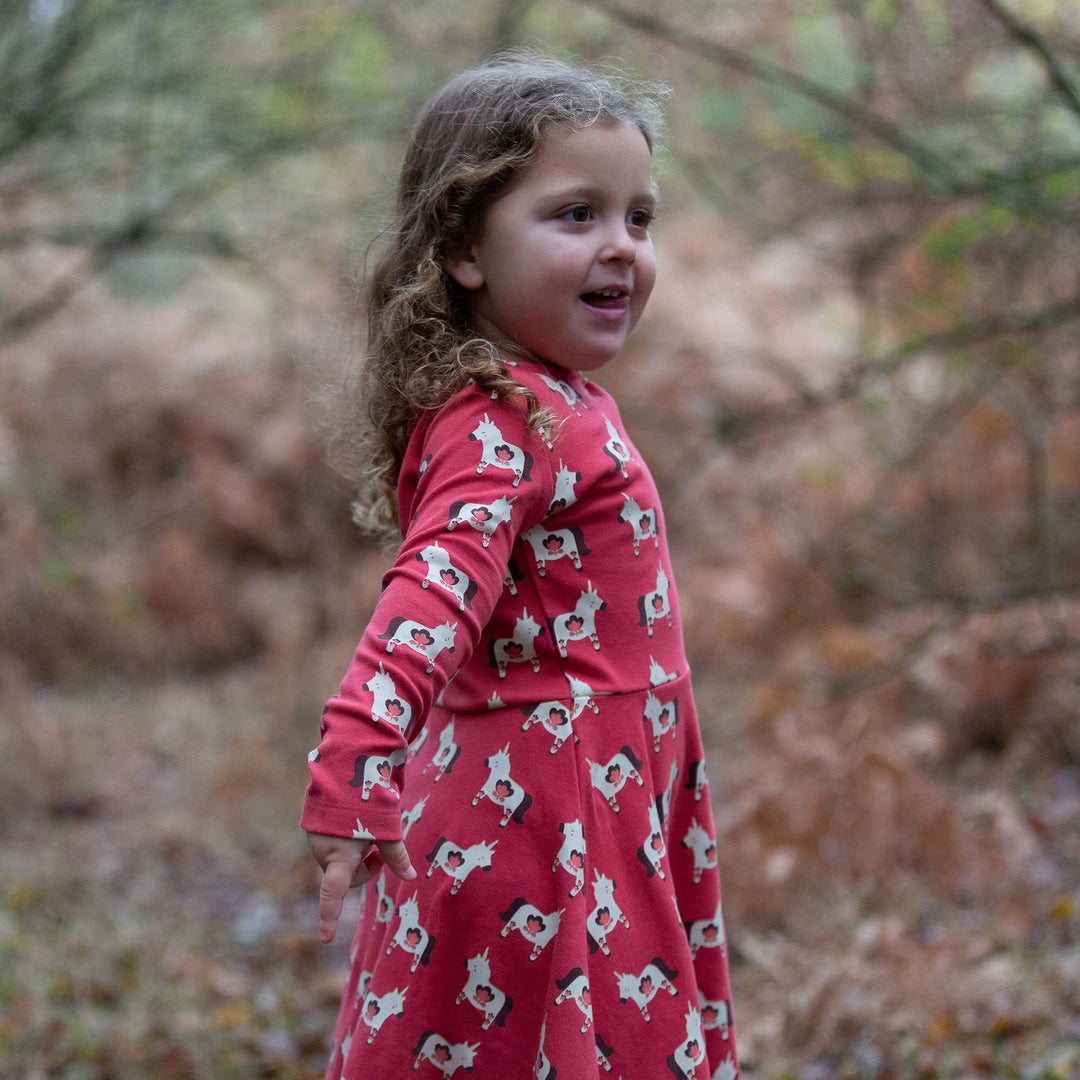 Little Unicorns Long Sleeve Spinny Dress Purple / 5-6y