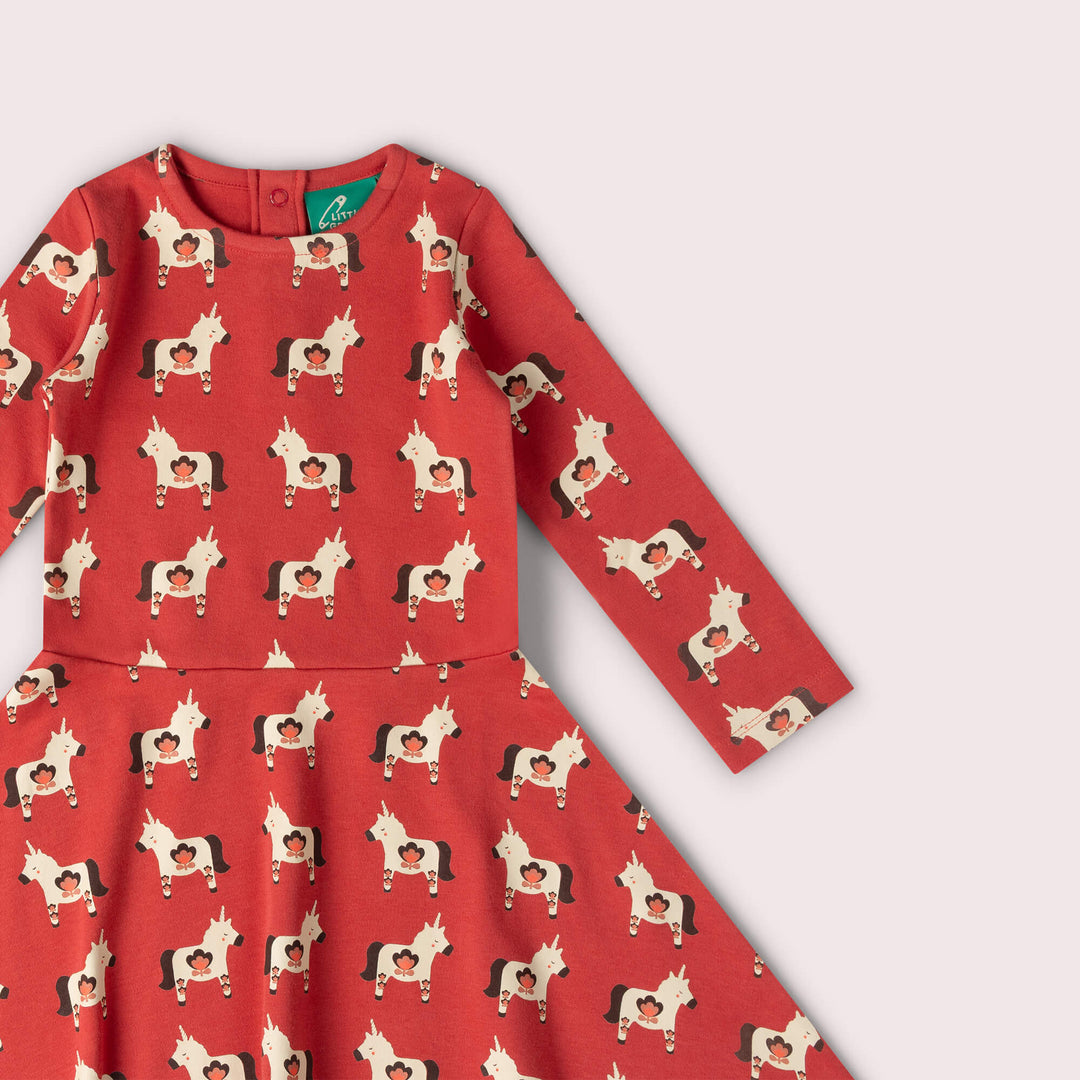 Little Unicorns Long Sleeve Spinny Dress Purple / 5-6y