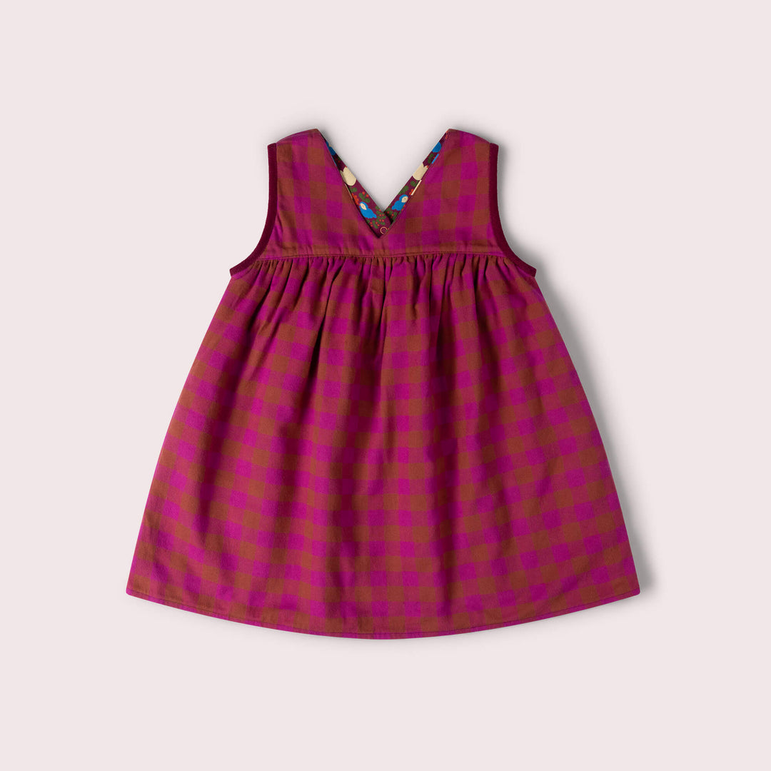 Folk Birds Reversible Swing Dress Purple / 7-8y