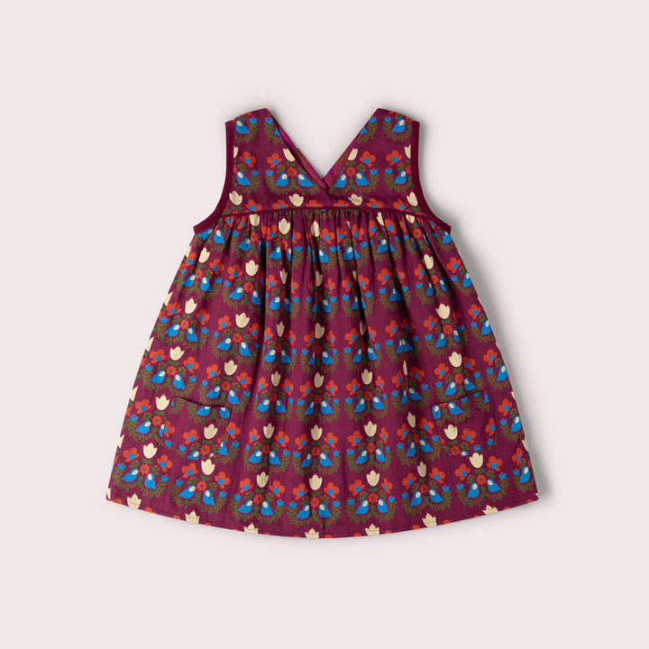 Folk Birds Reversible Swing Dress Purple / 7-8y