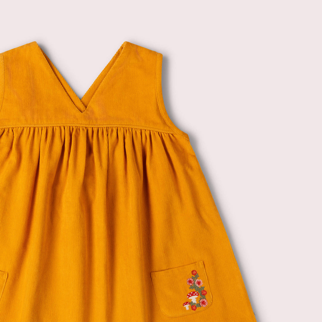 Mushroom Corduroy Swing Dress Gold / 7-8y