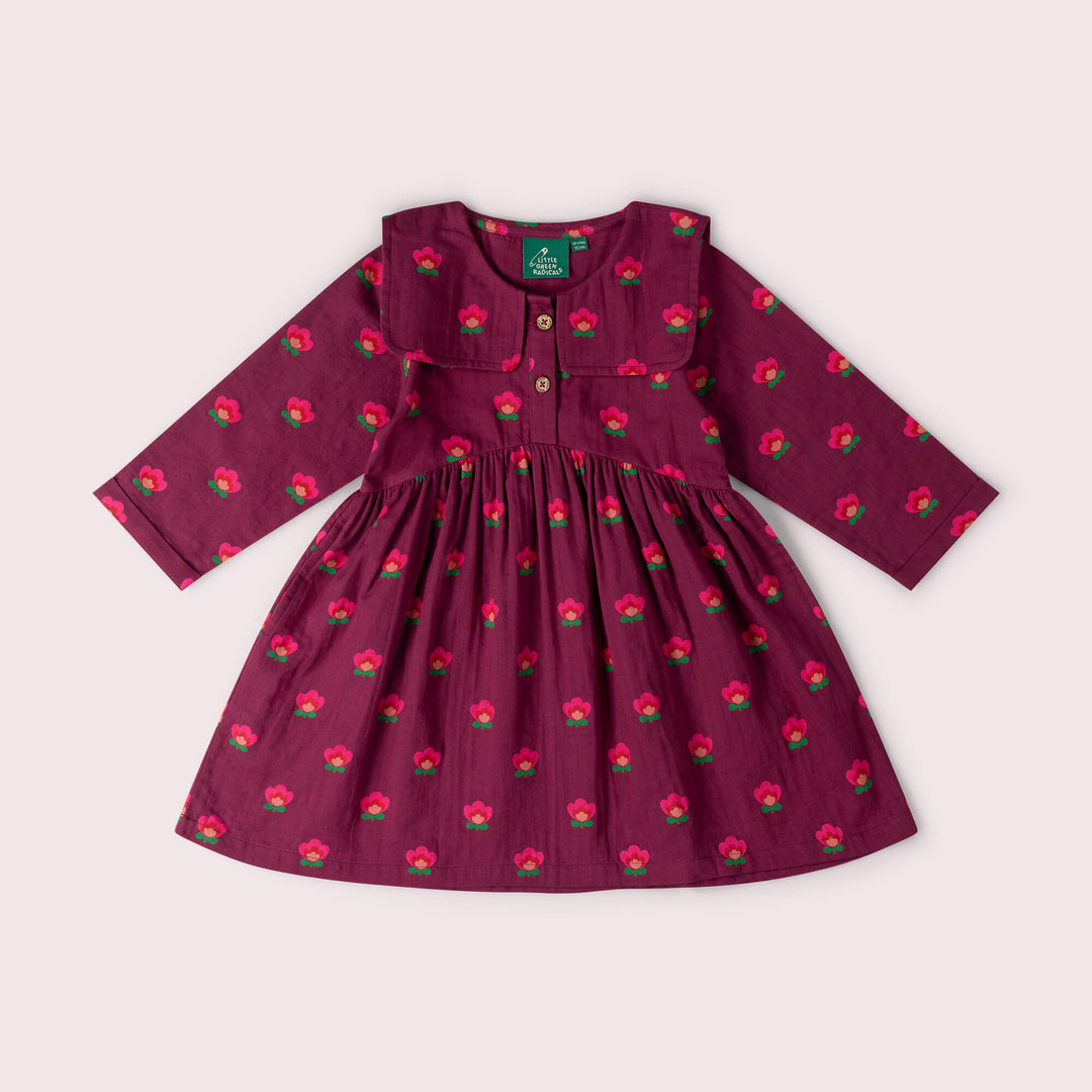 Pink Flowers Sailor Dress Purple / 7-8y