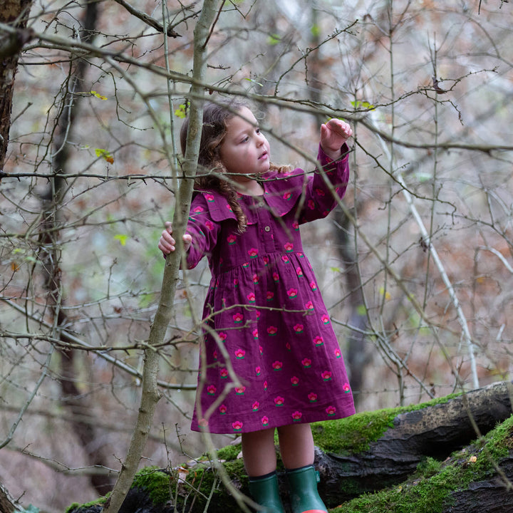 Pink Flowers Sailor Dress Purple / 7-8y