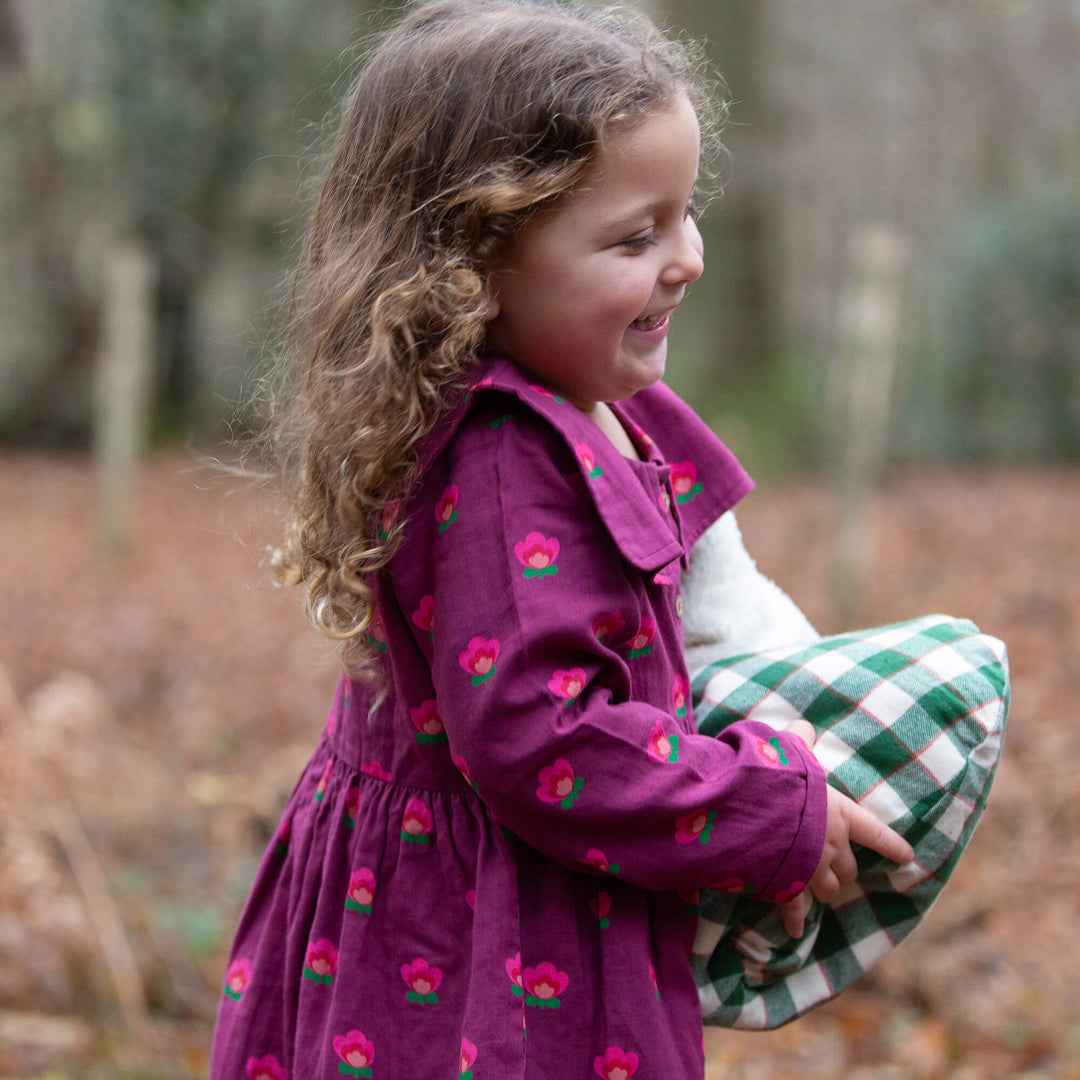 Pink Flowers Sailor Dress Purple / 7-8y