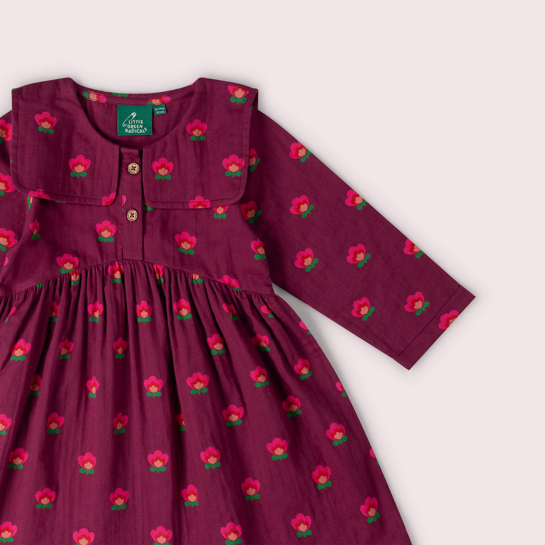 Pink Flowers Sailor Dress Purple / 7-8y