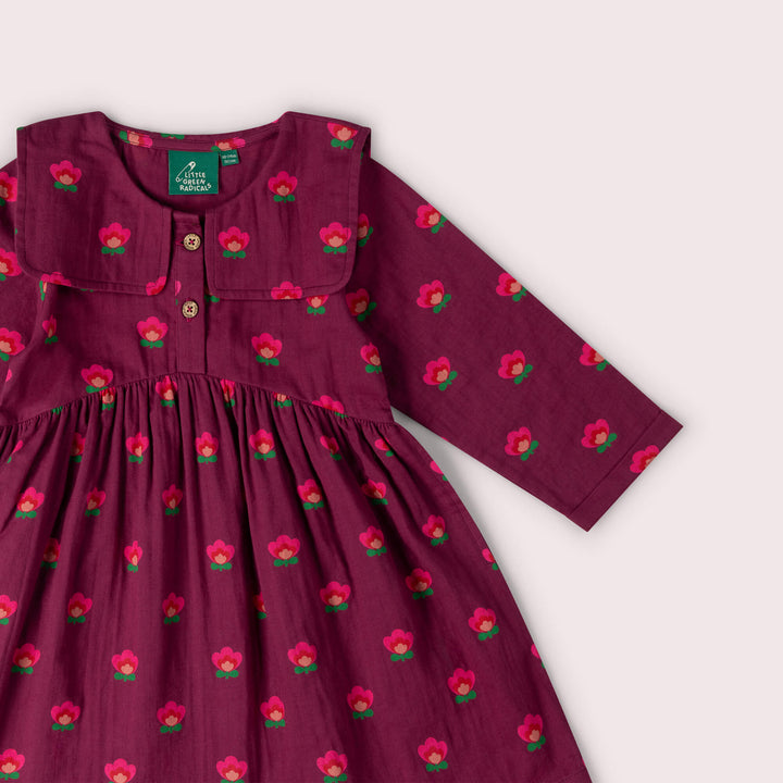 Pink Flowers Sailor Dress Purple / 7-8y