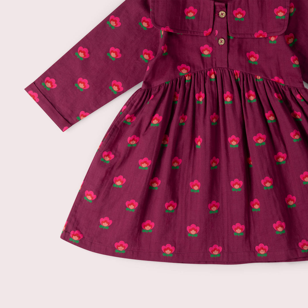Pink Flowers Sailor Dress Purple / 7-8y