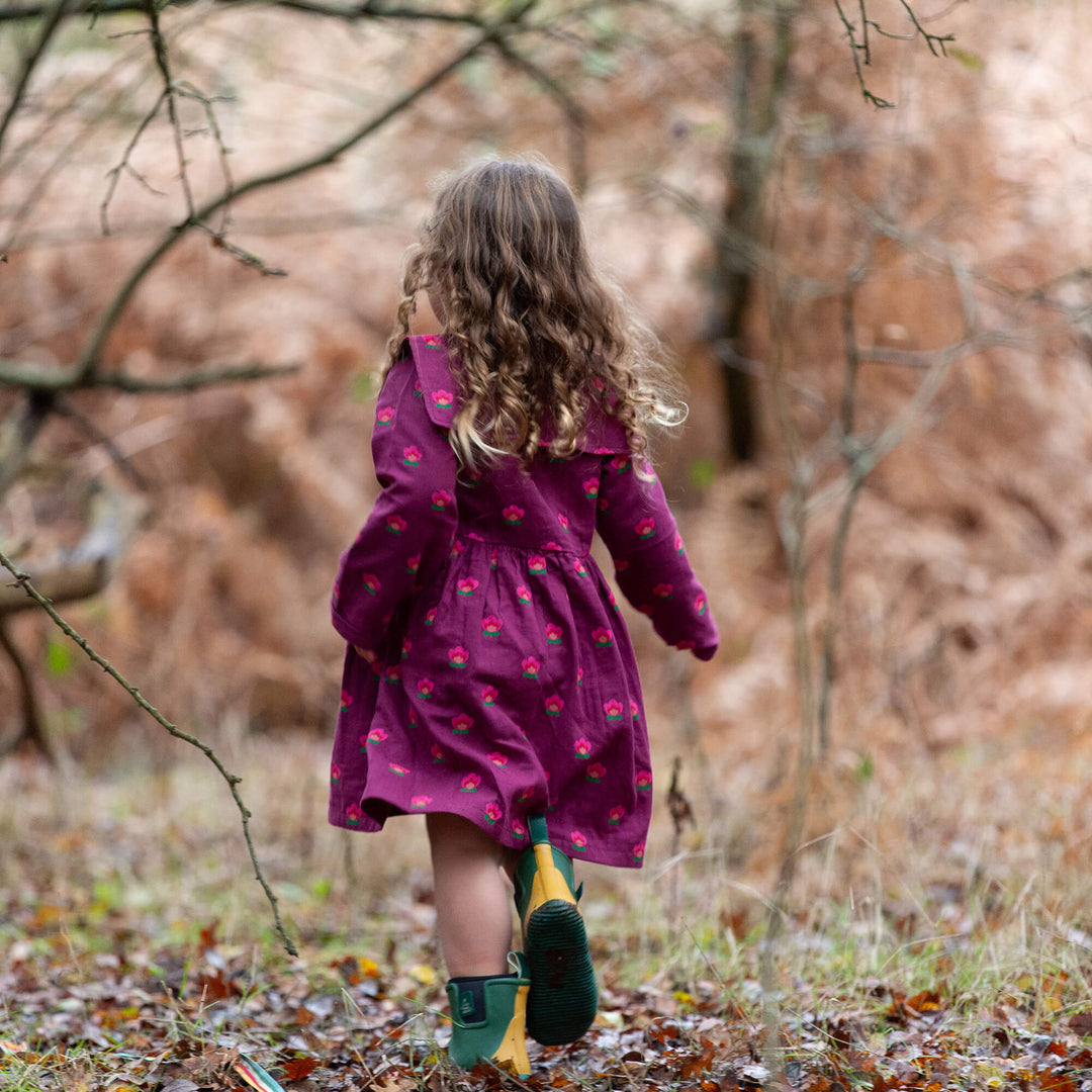 Pink Flowers Sailor Dress Purple / 7-8y