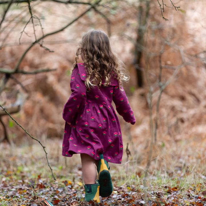 Pink Flowers Sailor Dress Purple / 7-8y