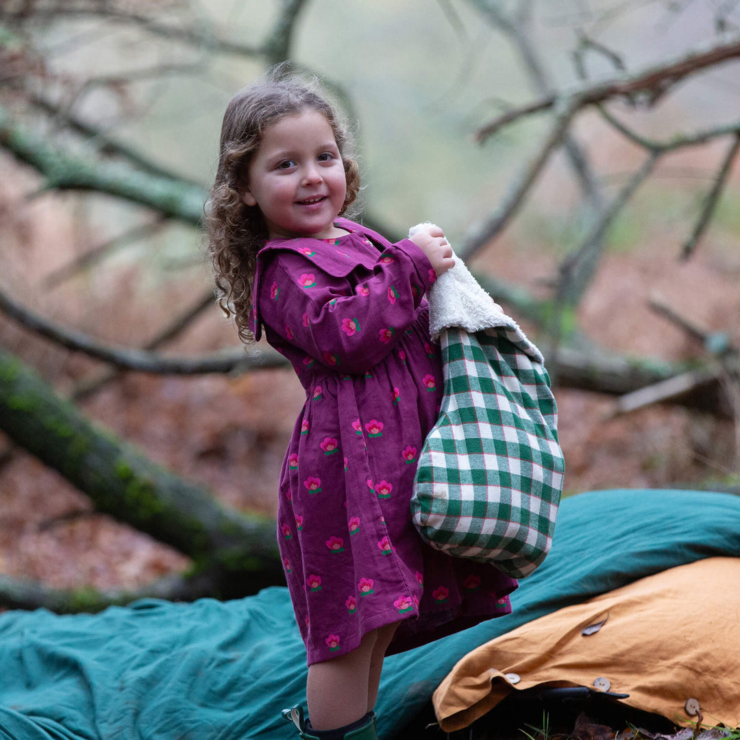 Pink Flowers Sailor Dress Purple / 7-8y