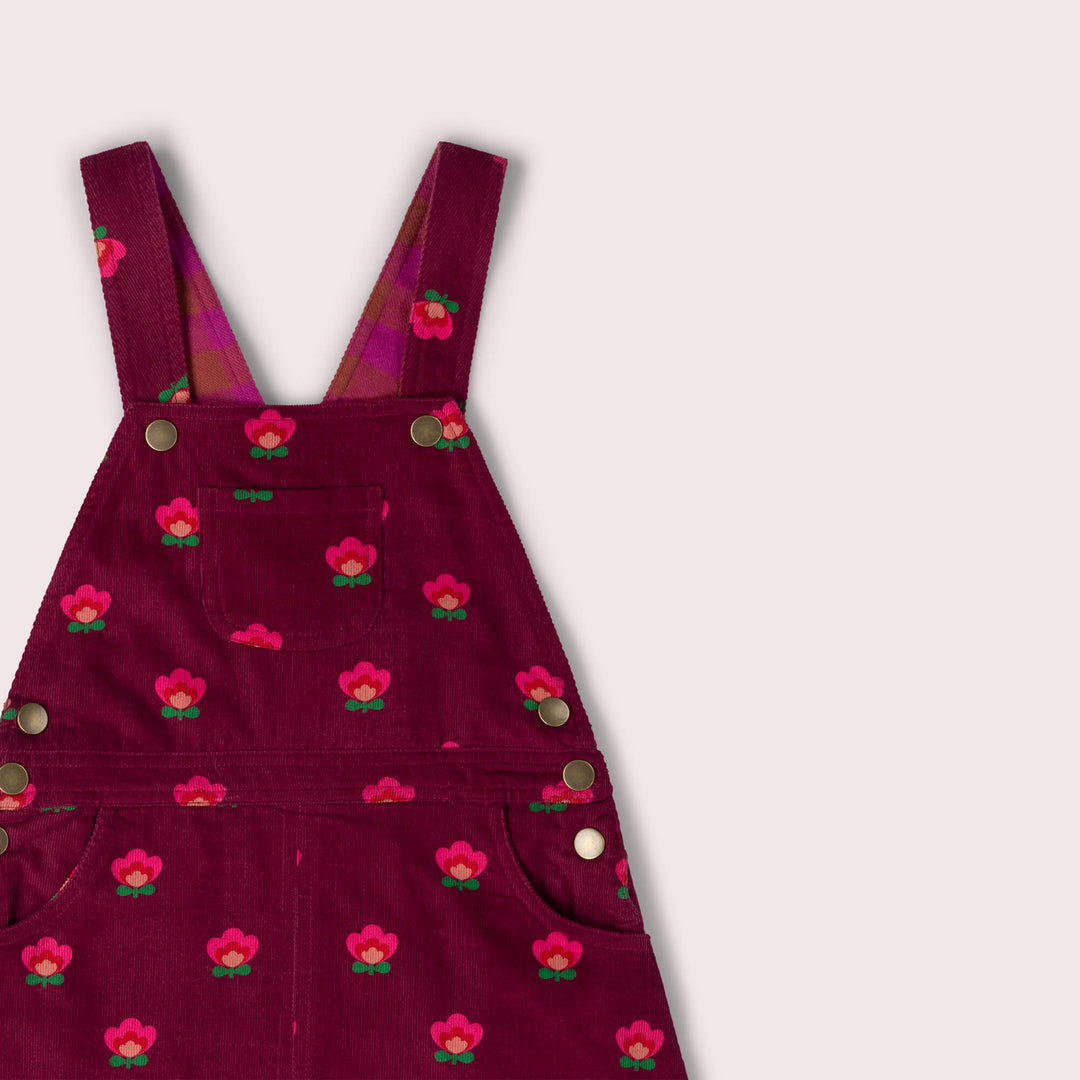 Pink Flowers Reversible Pinafore Dress Purple / 7-8y