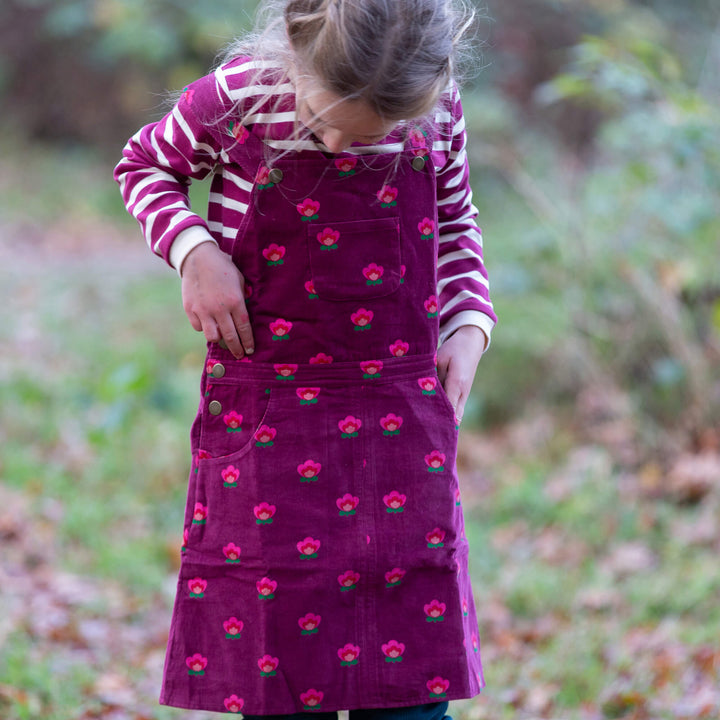 Pink Flowers Reversible Pinafore Dress Purple / 7-8y