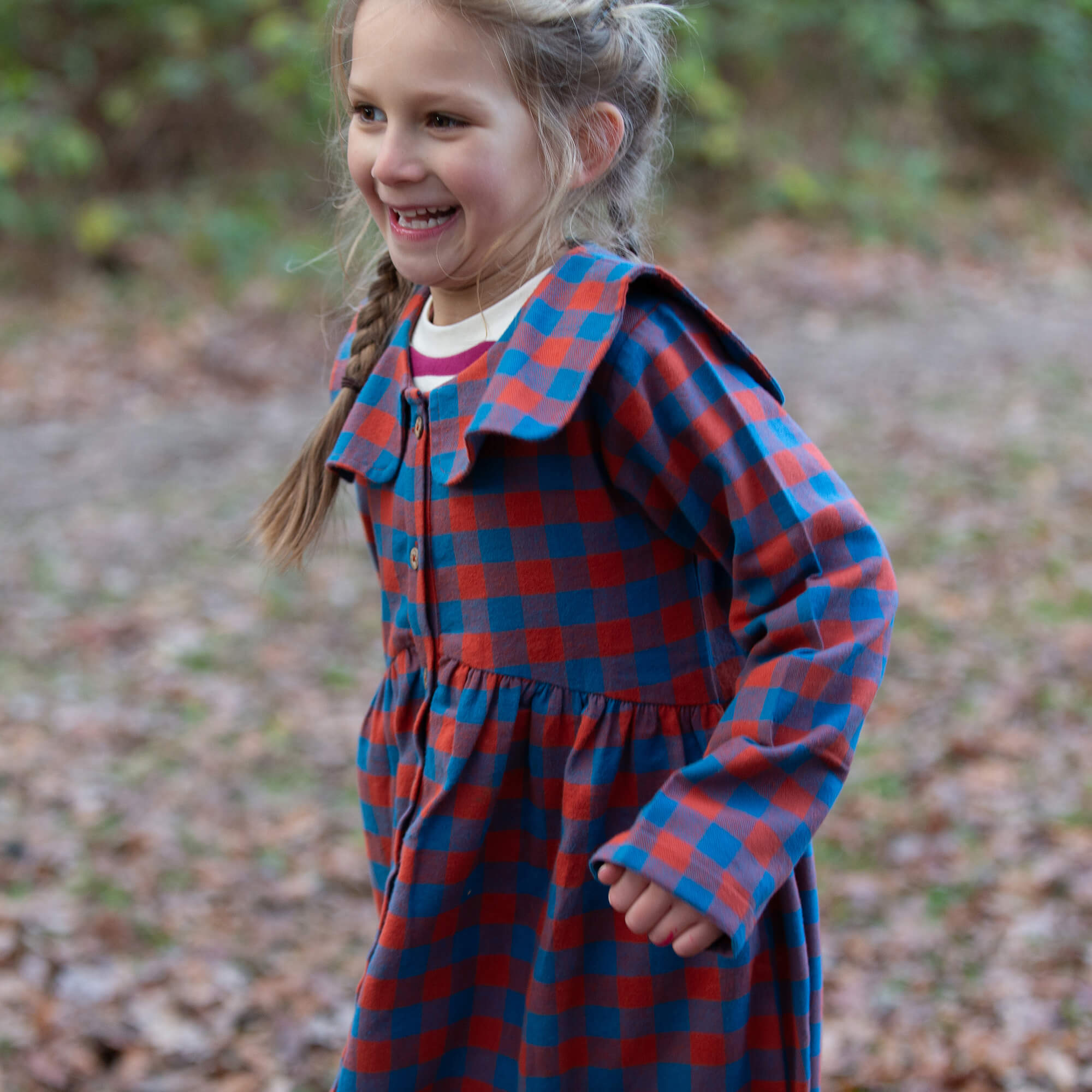 Burnt Ochre Check Sailor Dress Multi / 7-8y