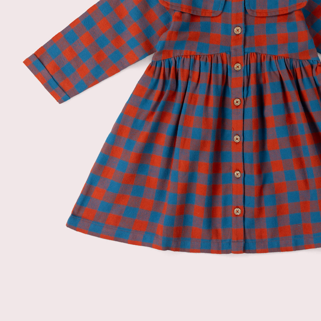 Burnt Ochre Check Sailor Dress Multi / 7-8y
