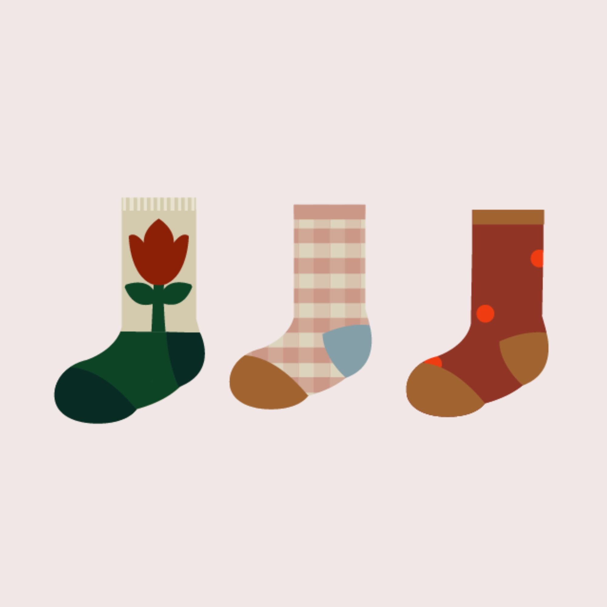 Red Flowers Ankle Socks 3 Pack