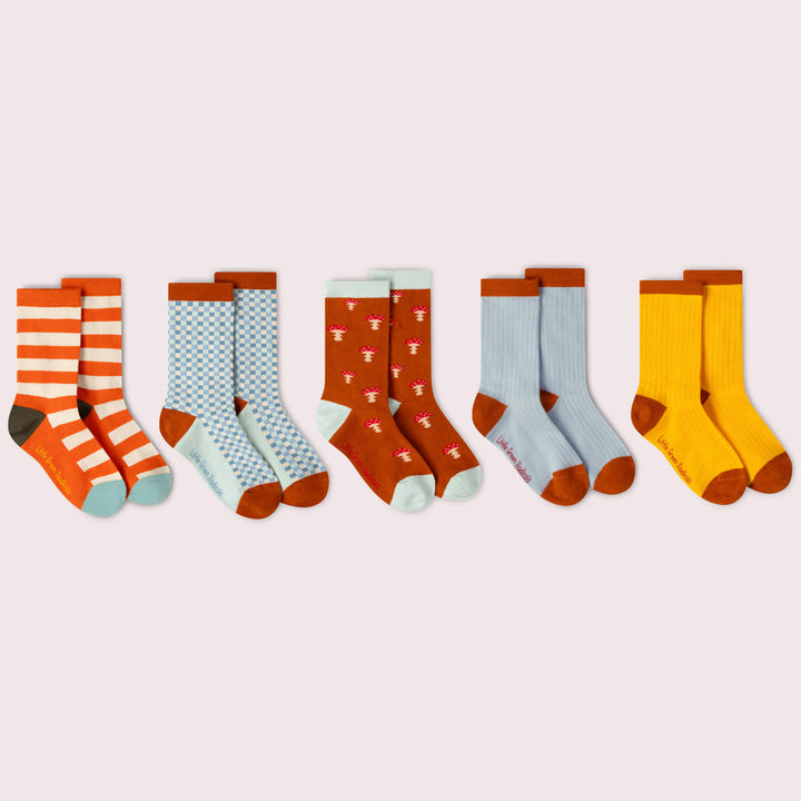 Mushrooms Ankle Socks 5 Pack Multi / 6-8y