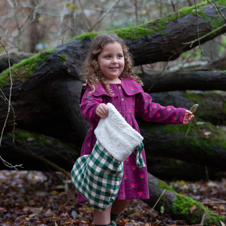 Olive Check Organic Stocking Green / One Size