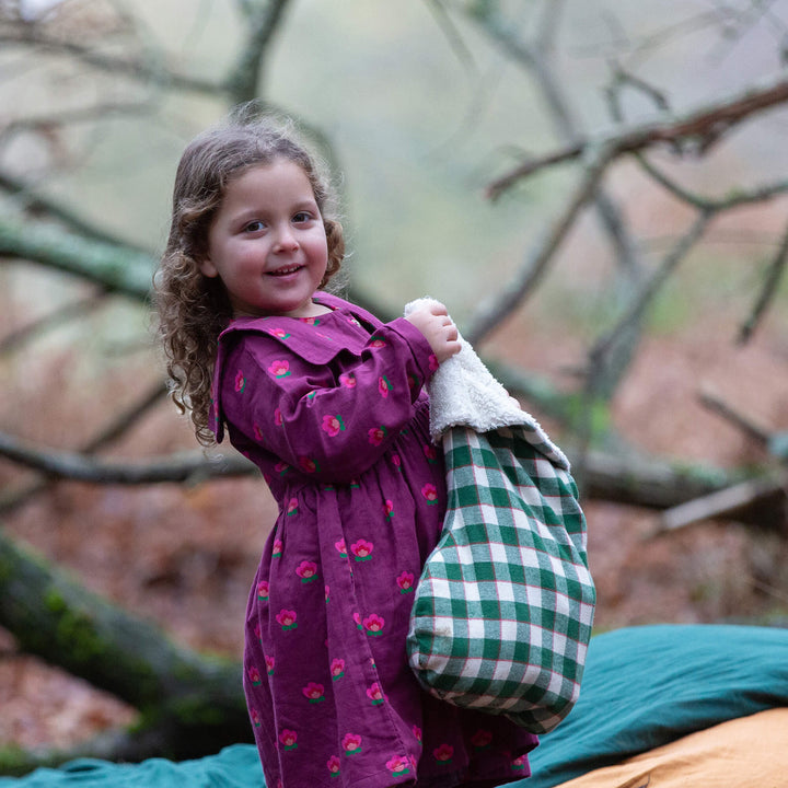 Olive Check Organic Stocking Green / One Size