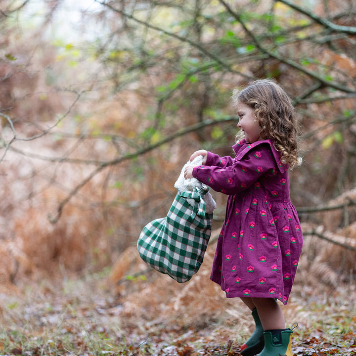 Olive Check Organic Stocking Green / One Size