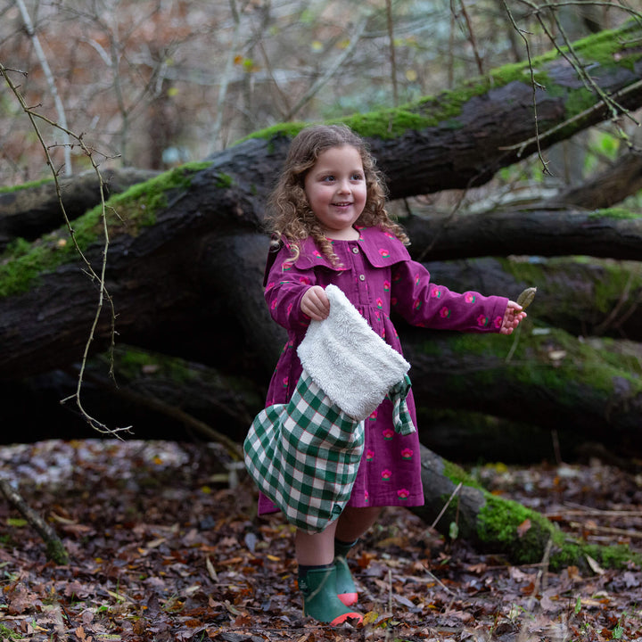 Olive Check Organic Stocking Green / One Size